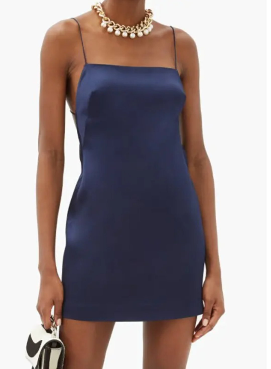 Gauge81 Bima Open Back Satin Mini Dress Blue Size 8 for rent on The Volte - main image