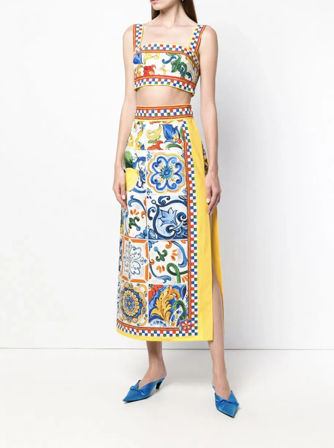Dolce & Gabbana Majolica Print Two Piece Set Print Size 8 for rent on The Volte - main image