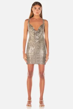 Misha Leda Glo Mesh Mini Dress Snakeskin Print Size 8 for rent on The Volte - image 1