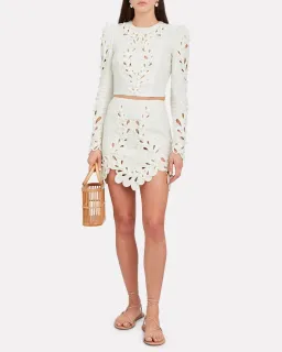 Zimmermann Brightside Rouleaux Bodice Size 8 and Mini Skirt Size 6 Set Ivory for rent on The Volte - image 1