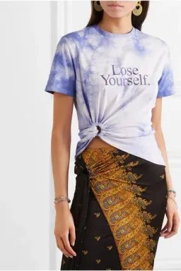 Paco Rabanne Stretch Jersey Wrap Skirt & Lose Yourself Tie Dye Shirt Set Print Size 8 for rent on The Volte - image 5