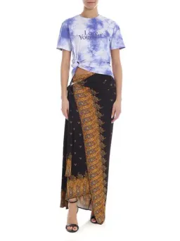 Paco Rabanne Stretch Jersey Wrap Skirt & Lose Yourself Tie Dye Shirt Set Print Size 8 for rent on The Volte - image 1