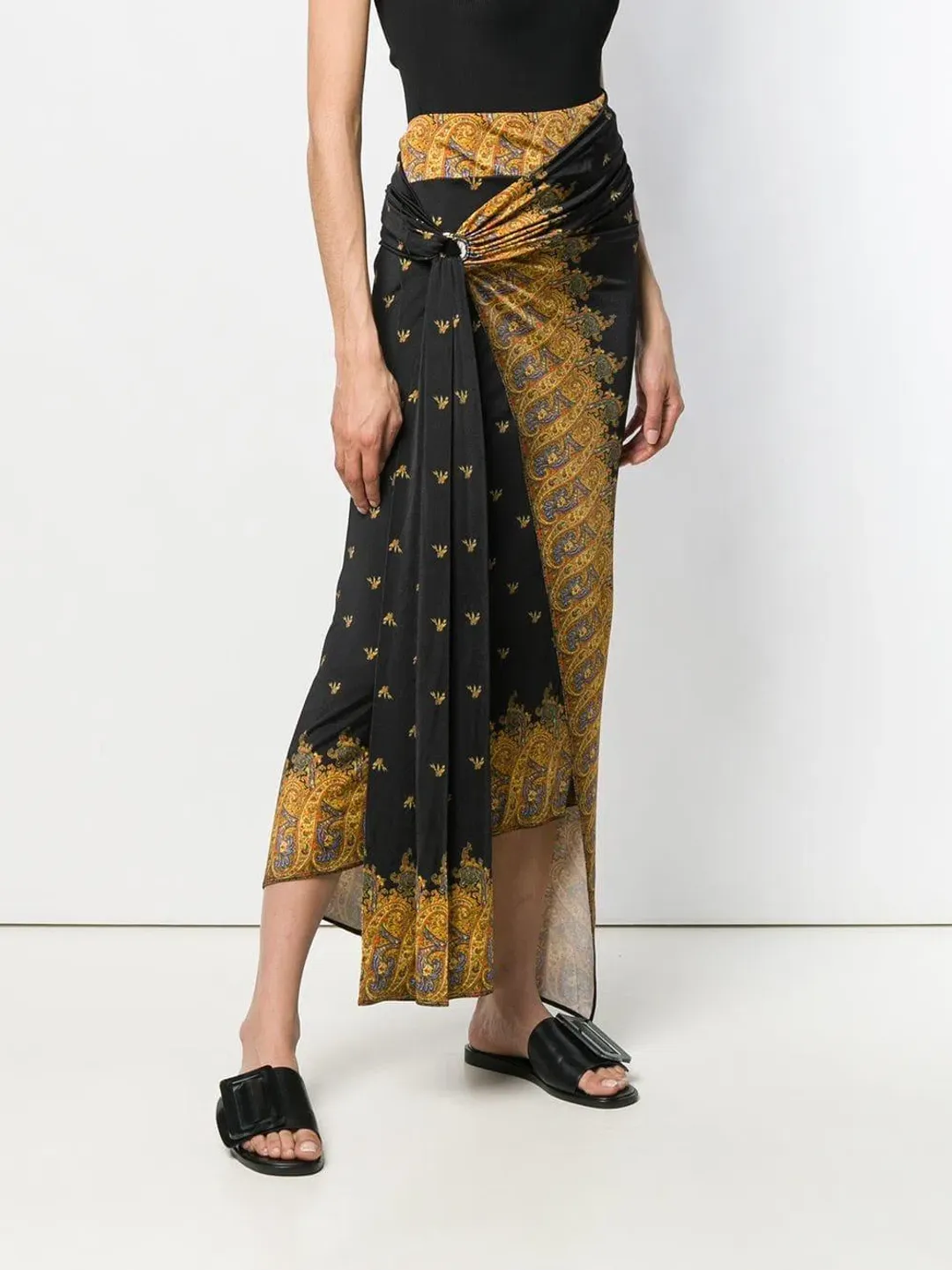 Paco Rabanne Stretch Jersey Wrap Skirt & Lose Yourself Tie Dye Shirt Set Print Size 8 for rent on The Volte - main image