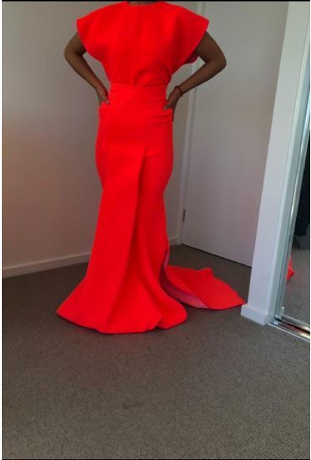 Maticevski fascinate longline skirt and authentic T shirt set fluro orange size 8 - Image 1