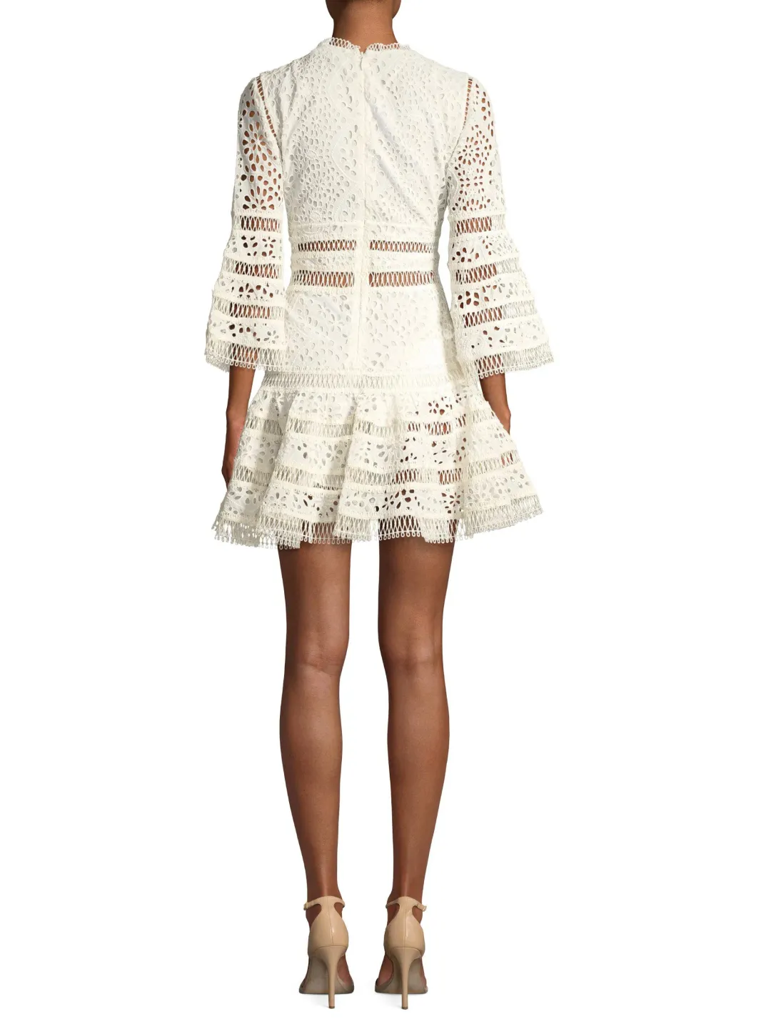 Zimmermann Lovelorn Flutter Mini Dress Ivory Size 0 / AU 8 for rent on The Volte - main image