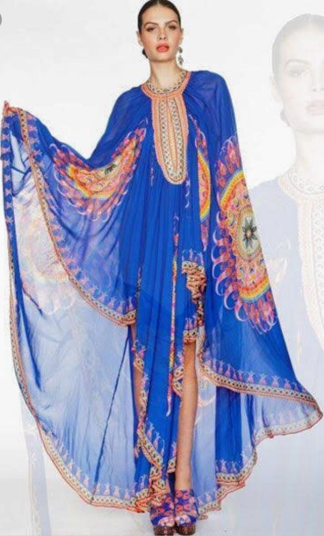 Camilla Oprah Cape Kaftan Blue One Size for rent on The Volte - main image