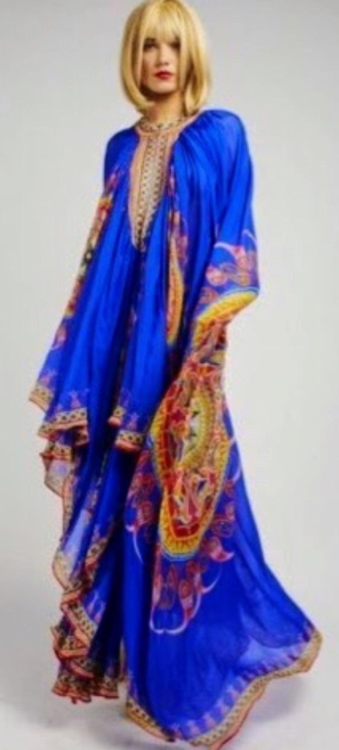 Camilla Oprah Cape Kaftan Blue One Size for rent on The Volte - main image