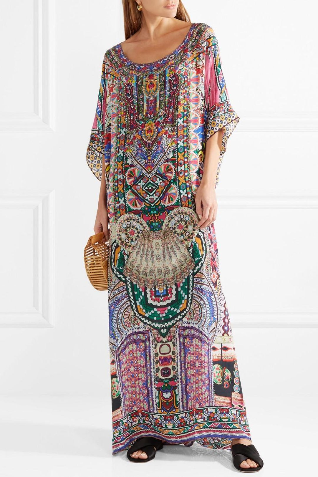 Camilla The Long Way Home Embellished Printed Silk Crepe De Chine Kaftan Size 14 for rent on The Volte - main image