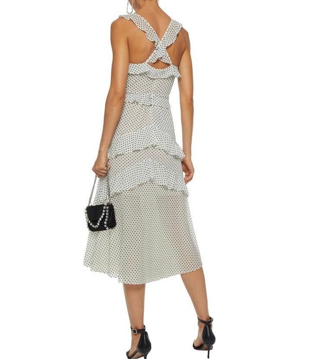 Marissa Webb Kenzie Ruffled Tulle White Dot Dress Size 10 for rent on The Volte - main image