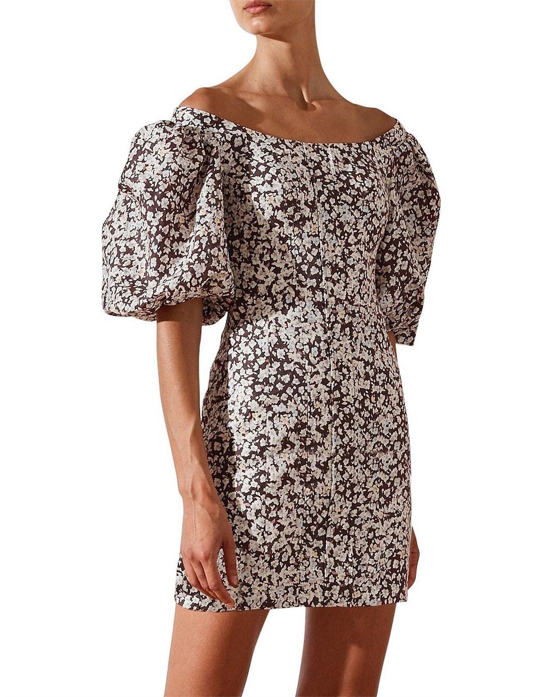 Shona Joy Dahlia Linen Mini Dress Print Size 8 for rent on The Volte - main image