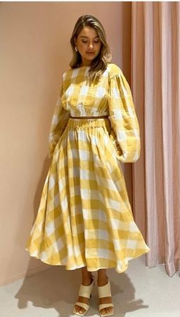 Acler Sutherland Top and Skirt Set Canary Check Size 12 for rent on The Volte - image 4