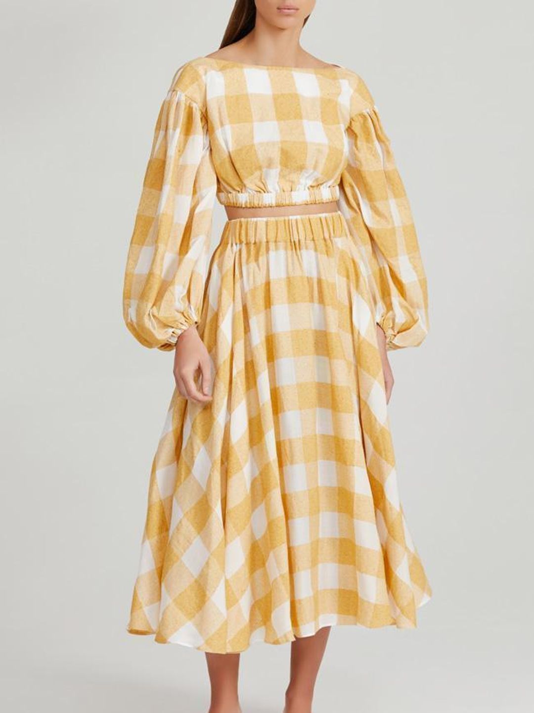 Acler Sutherland Top and Skirt Set Canary Check Size 12 for rent on The Volte - main image