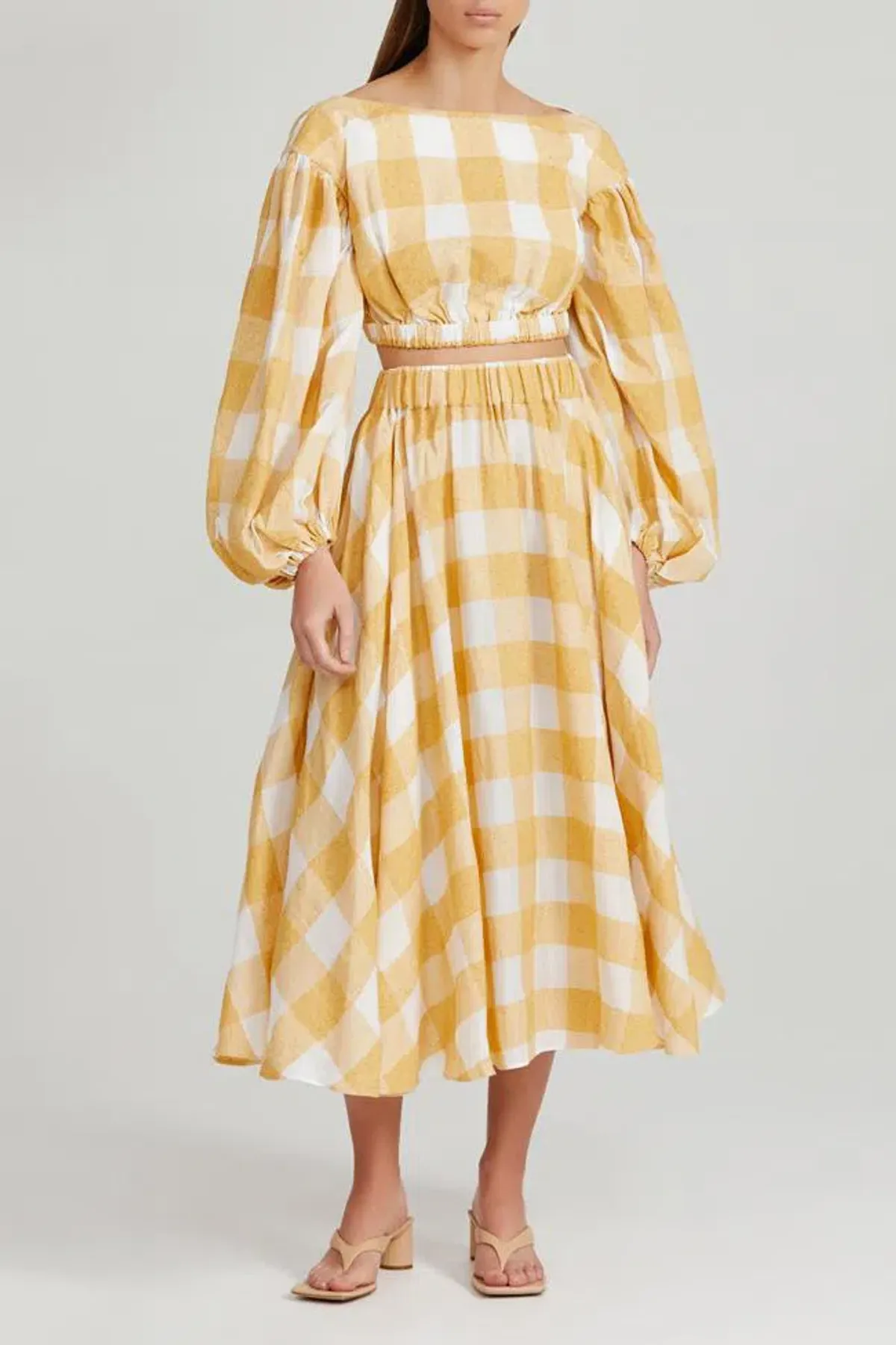 Acler Sutherland Top and Skirt Set Canary Check Size 12 for rent on The Volte - main image