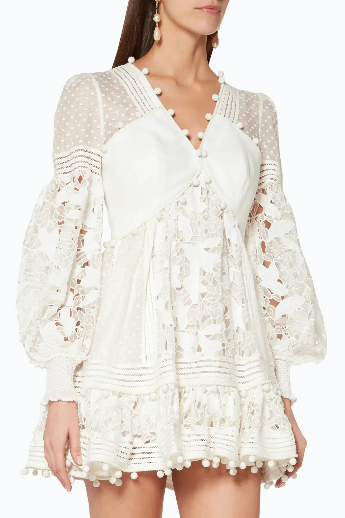 Zimmermann Corsage Embellished Mini Dress Ivory Size 6 - Image 2