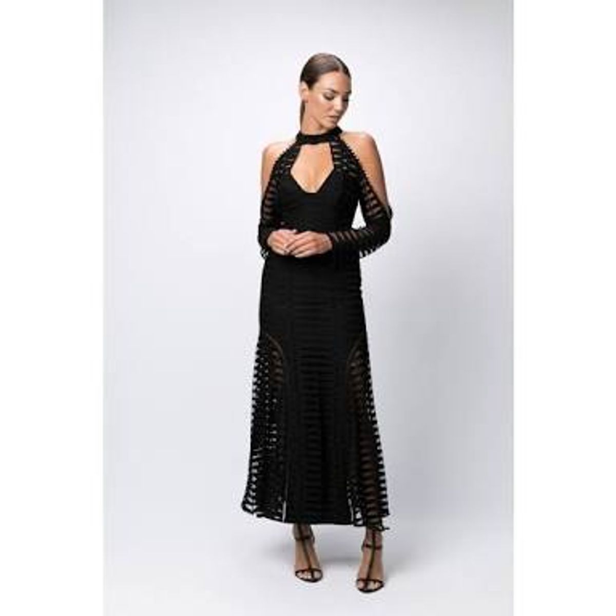 White Suede Time Stops Fishbone dress - Image 1