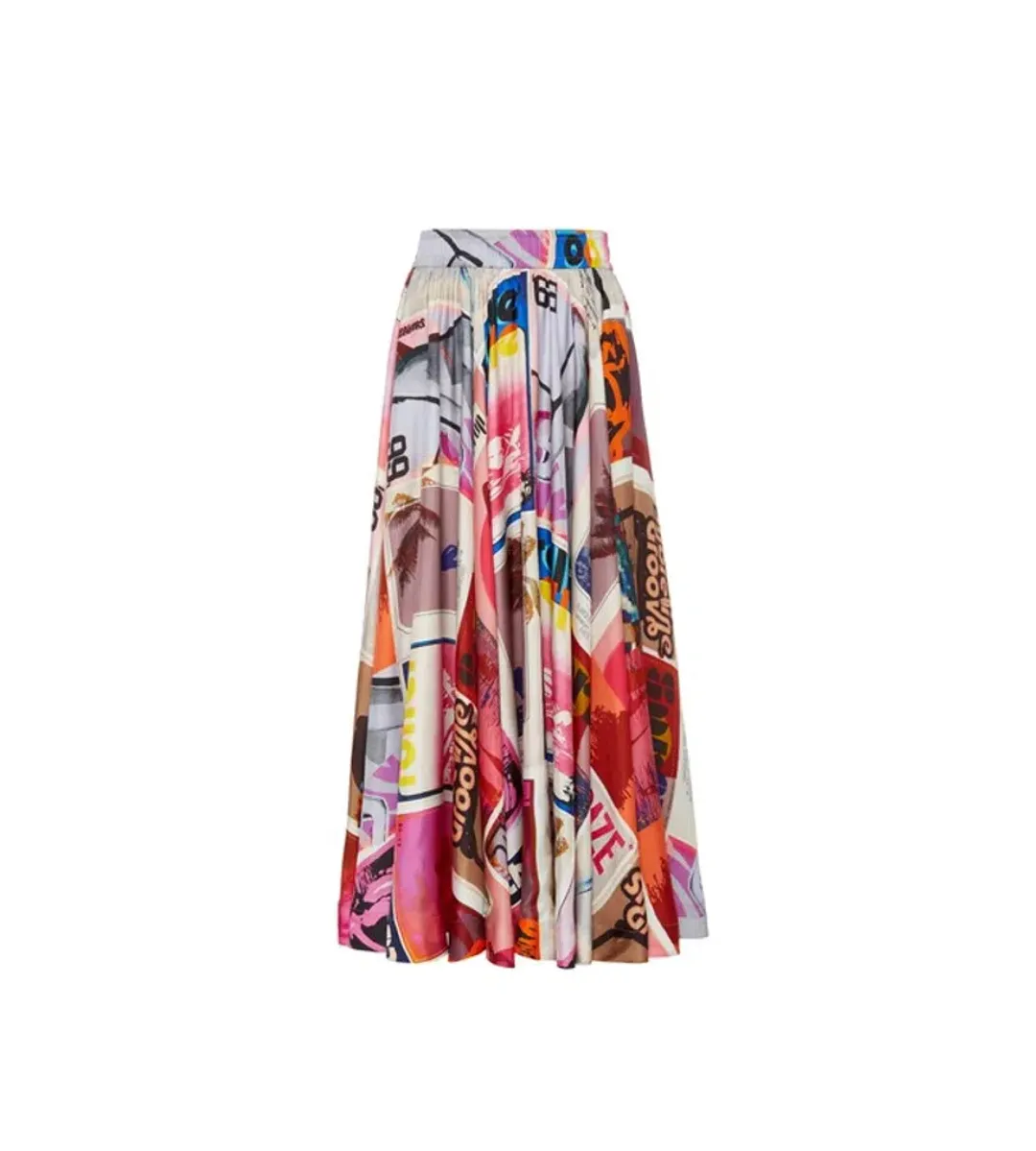 Zimmermann Wavelength Swing Skirt in Pink Poster Print Size 1/ Au 10 for rent on The Volte - main image