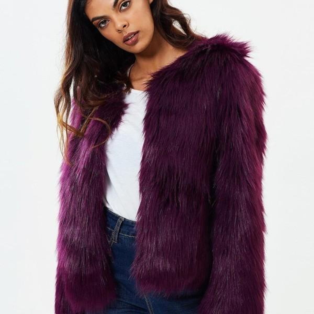 Unreal Fur Dream Jacket in Plum size 8 - Image 1