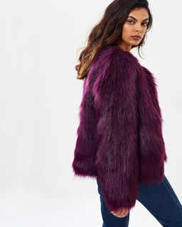 Unreal Fur Dream Jacket in Plum size 8 for rent on The Volte - image 5