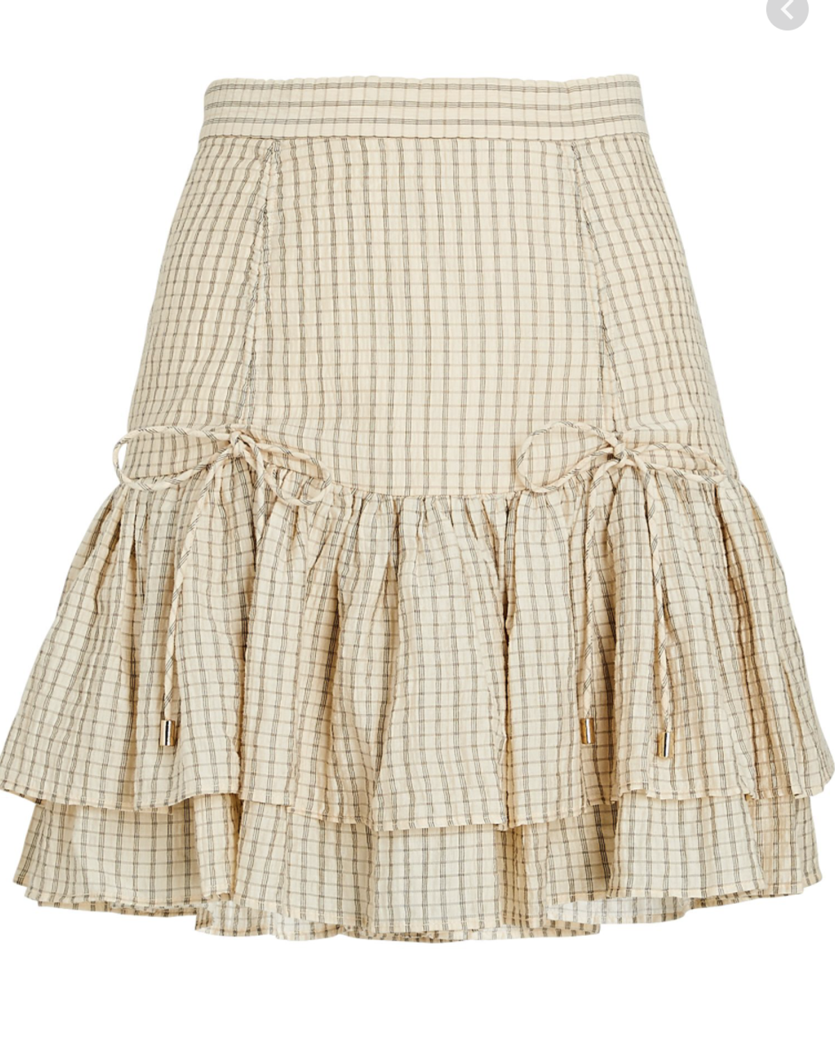 SIGNIFICANT OTHER - Creme plaid ruffled mini skirt (Size 6) - Image 2