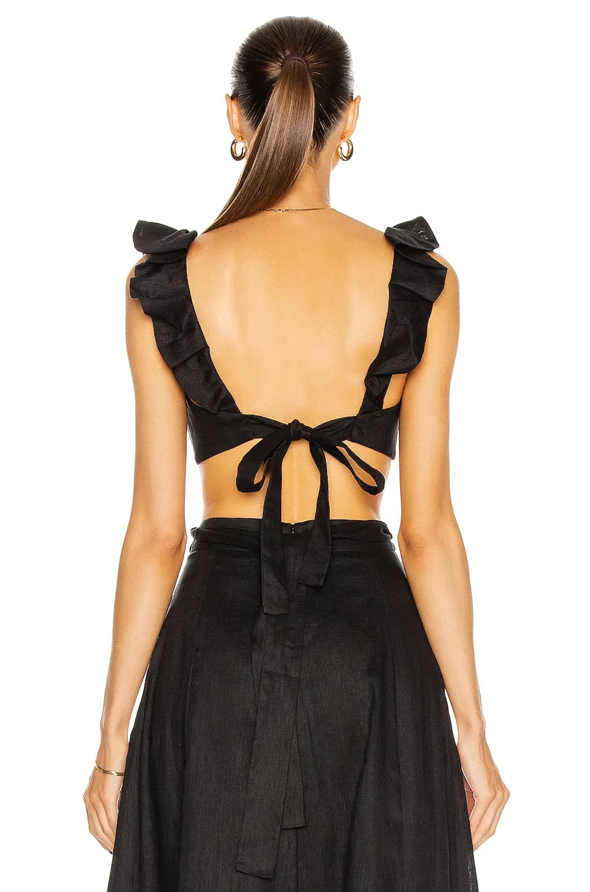 Zimmermann Riders Frill Neck Cropped Top Black Size 6 - Image 3