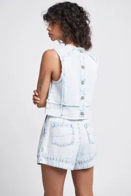 Aje Crafted Denim Top Size 8 and Short Size 6 Set Vintage Wash for rent on The Volte - image 3