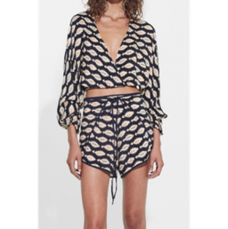 Sir The Label Mila Long Sleeve Silk Wrap Top Arrow Print | AU 10 for rent on The Volte - image 3