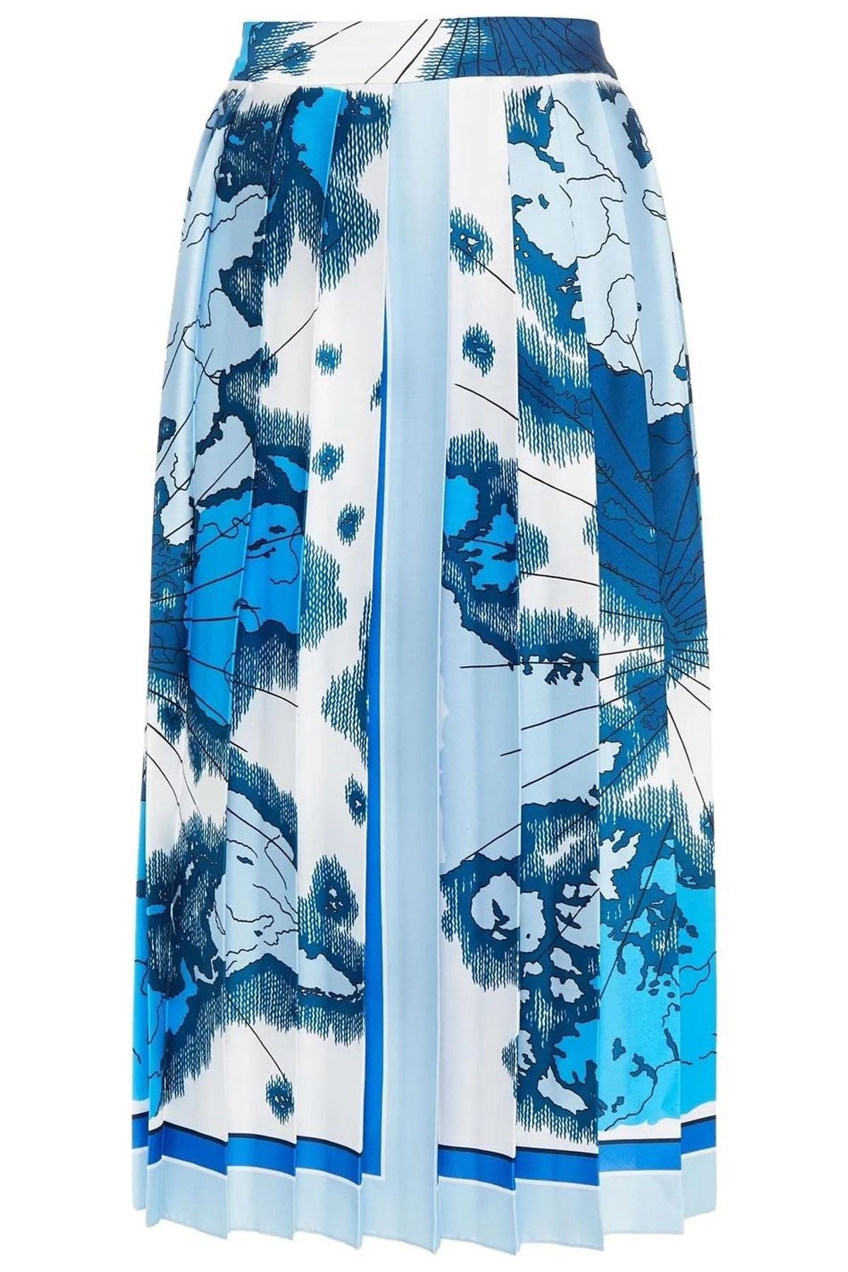 Victoria Beckham Printed Pleated Twill Midi Skirt Size 10 - Image 3