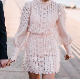 Zimmermann Super Eight Flutter Mini Skirt Size 0P & Shirt Size 0 Set Blush for rent on The Volte - image 2