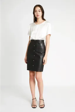 Aje Martin Leather Pencil Skirt Black Size 6 for rent on The Volte - image 1
