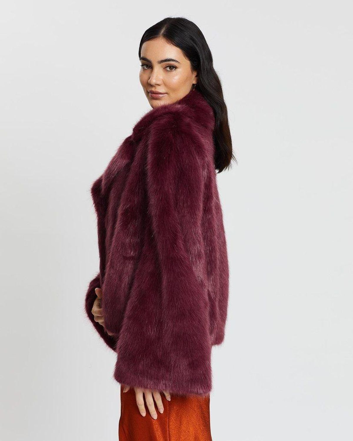 Unreal Fur Madam Butterfly Jacket Wine Size 10 - Image 2