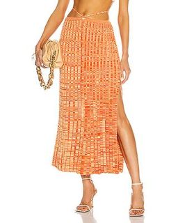 Christopher Esber Pleated Knit Tie Skirt Orange Size 8 for rent on The Volte - image 3