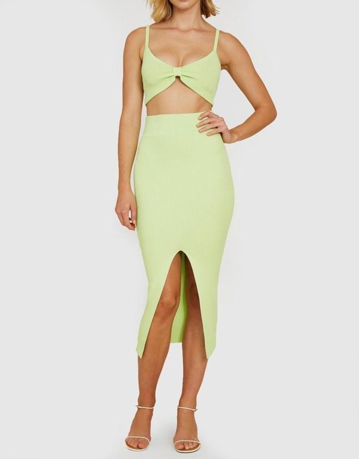 By Johnny Alice Split Skirt And Bralette Green Size S for rent on The Volte - main image