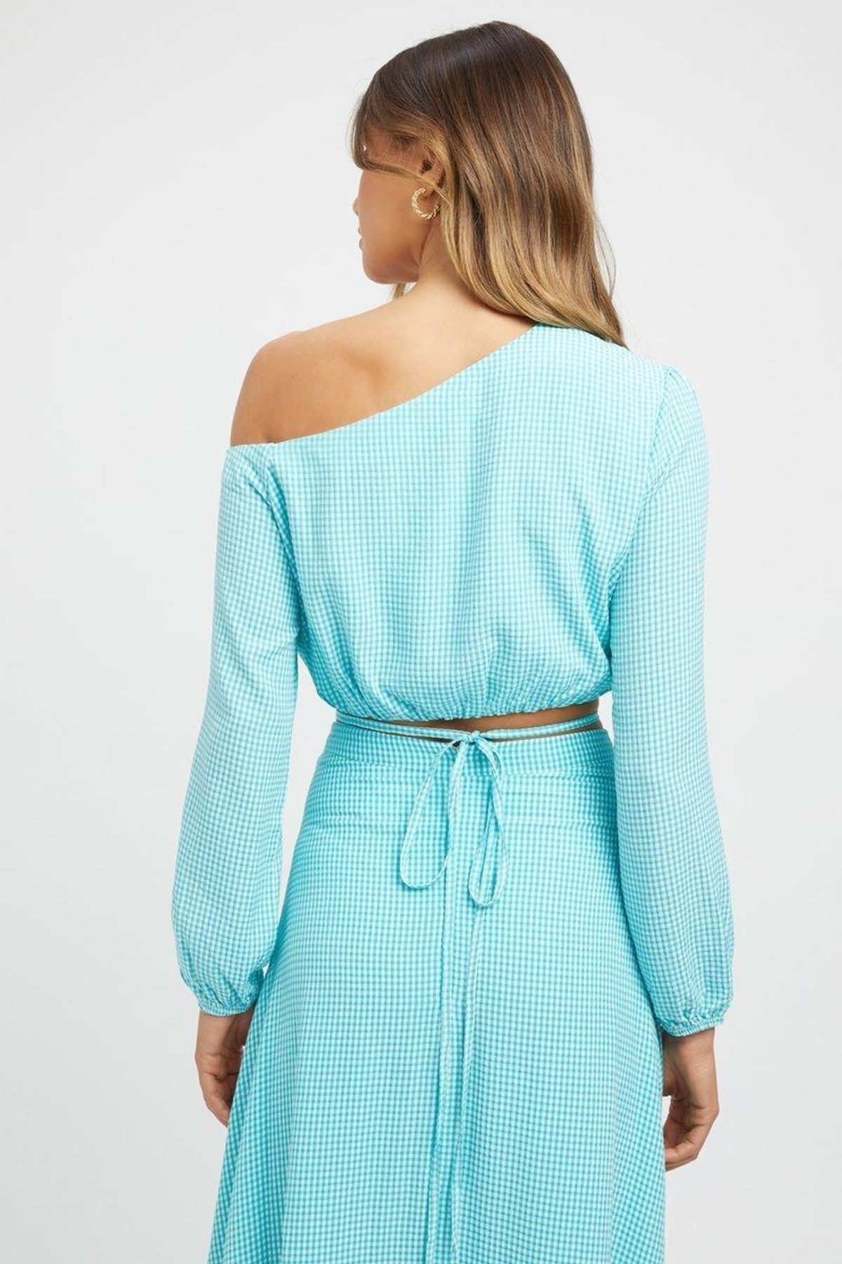 Kookai Brady Long Sleeve Top & Midi Skirt Set Blue Size 12 - Image 4