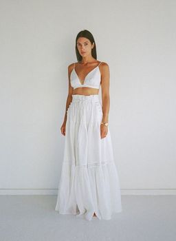 Joslin Linen Ramie Maxi Skirt & Oaklynn Linen Bralette Size 6 for rent on The Volte - image 1