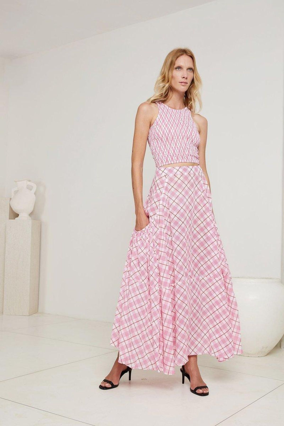 SWF Shirred singlet and skirt pink size 12 - Image 1