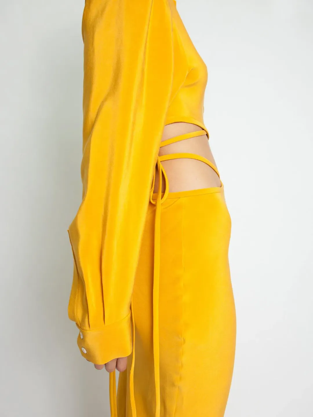 Christopher Esber Mango Loophole Bias Tie Skirt Yellow Size 10 for rent on The Volte - main image