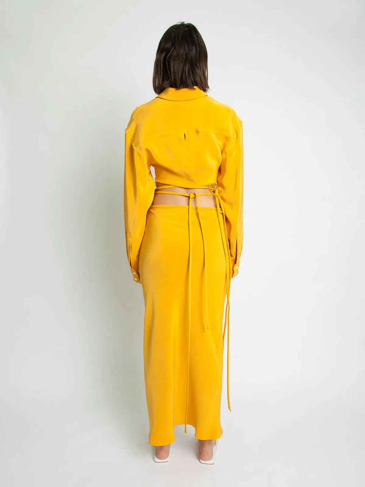 Christopher Esber Mango Loophole Bias Tie Skirt Yellow Size 10 - Image 2