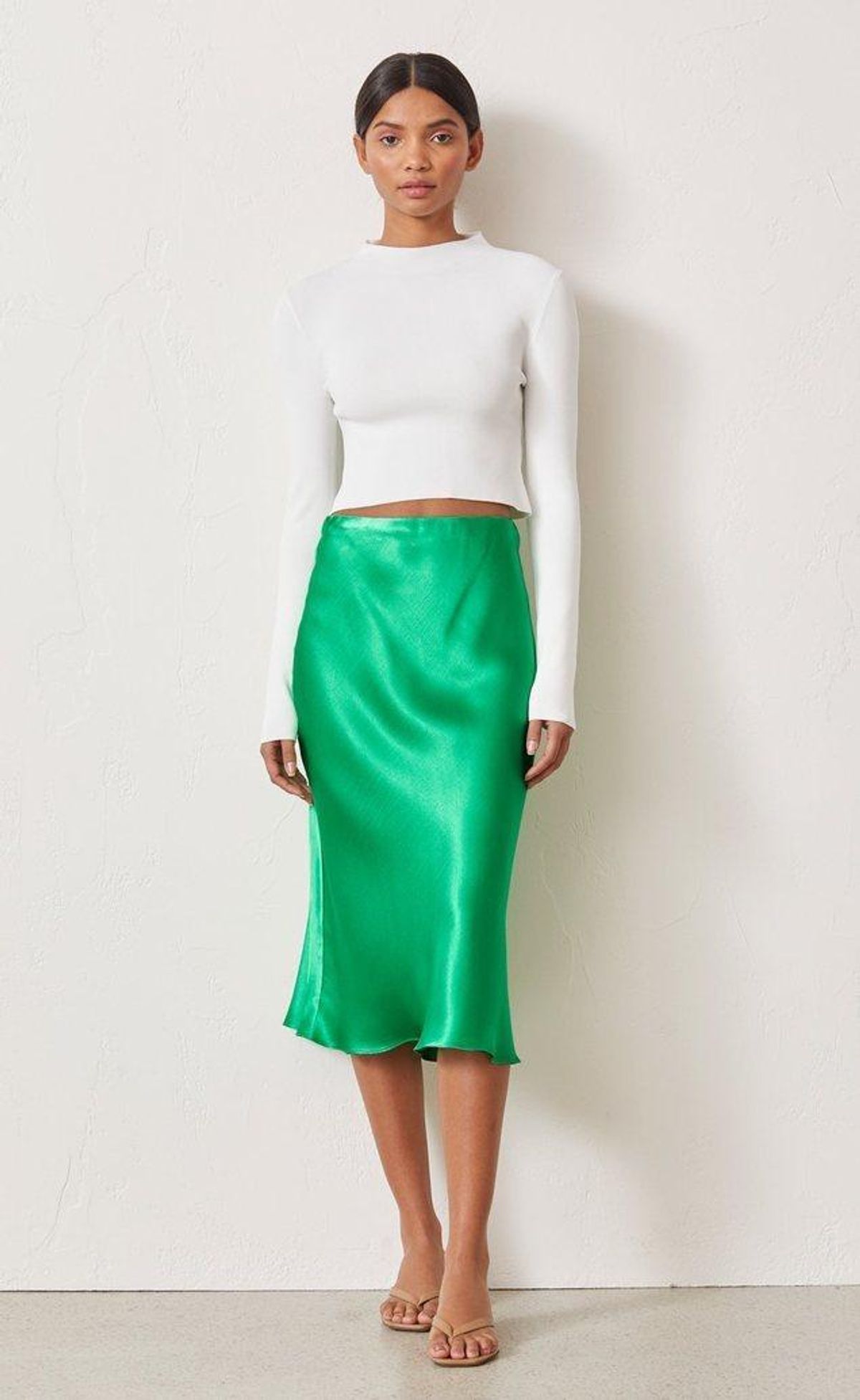 Bec & Bridge Loren Midi Skirt Green Size 8 for rent on The Volte - main image