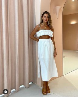 Steele Lido crop top in coconut size S and Shelley skirt in coconut size XS for rent on The Volte - image 1