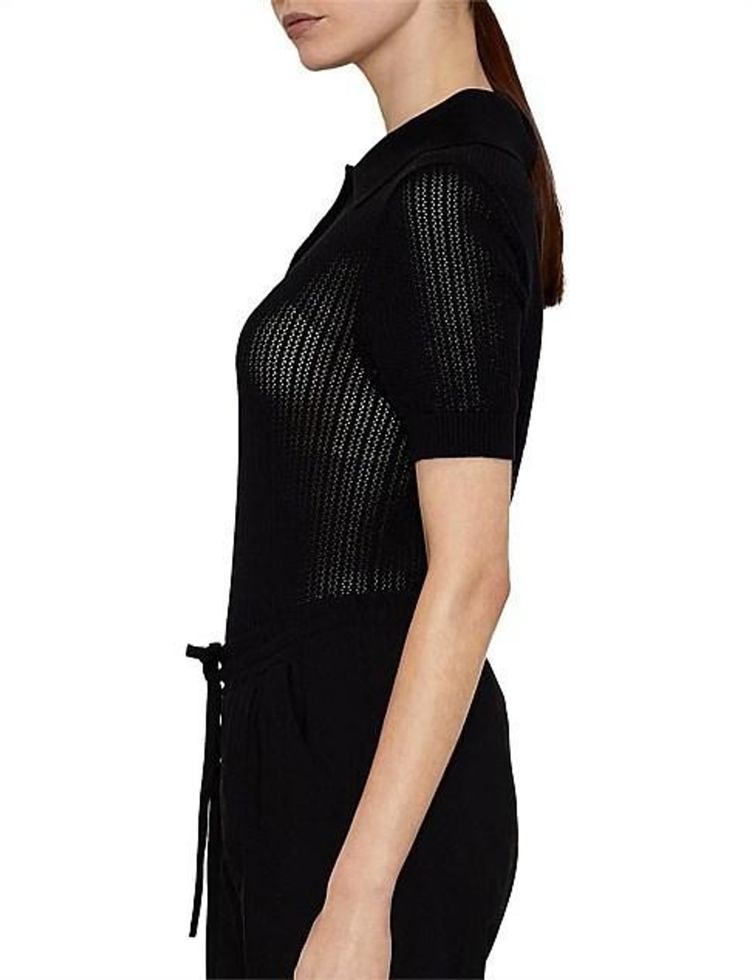 Viktoria and Woods Double Polo Knit Top Black Size 8 for rent on The Volte - main image