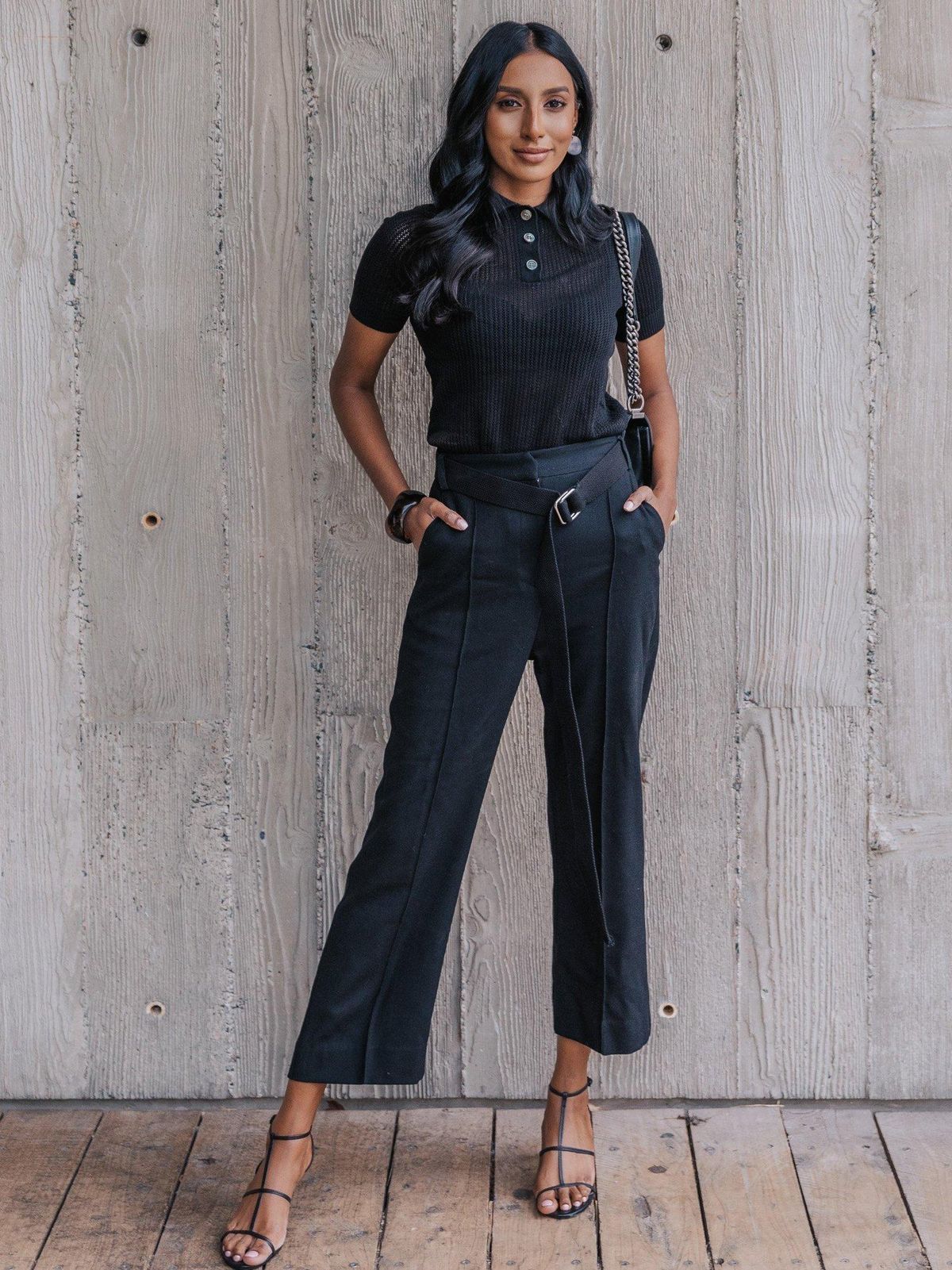 Viktoria and Woods Double Polo Knit Top Black Size 8 - Image 1