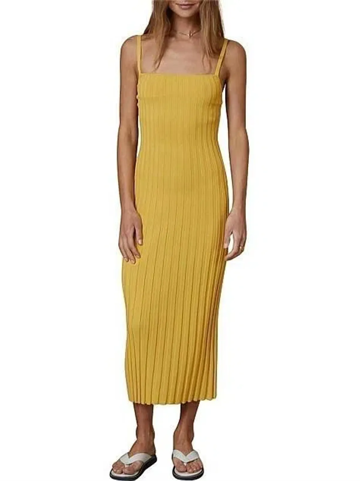 Bec & Bridge Antoinette Knit Midi Dress Yellow Size 8 - Image 1