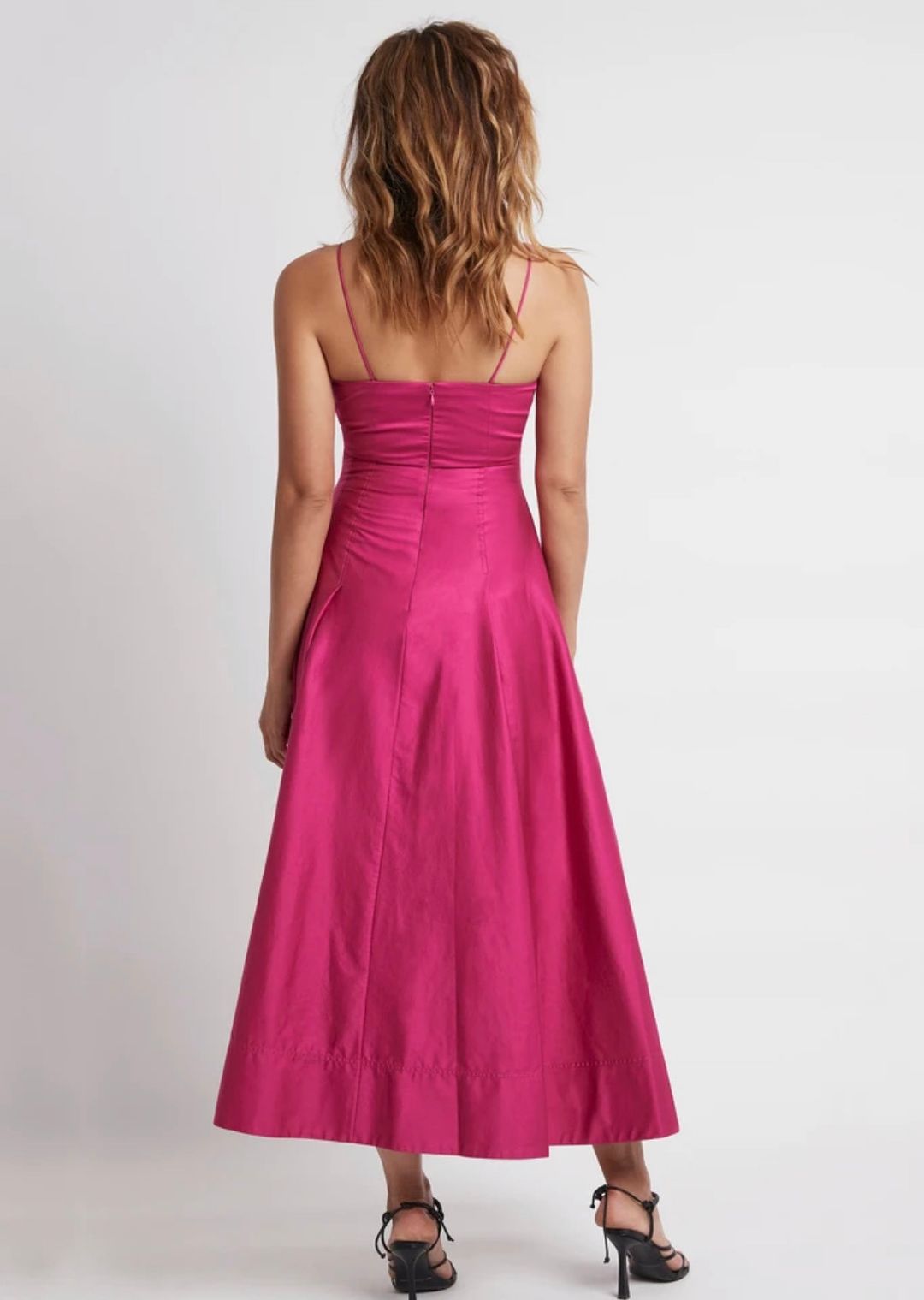 Aje Solstice Strappy Ring Midi Dress Fuchsia Size 8 for rent on The Volte - main image