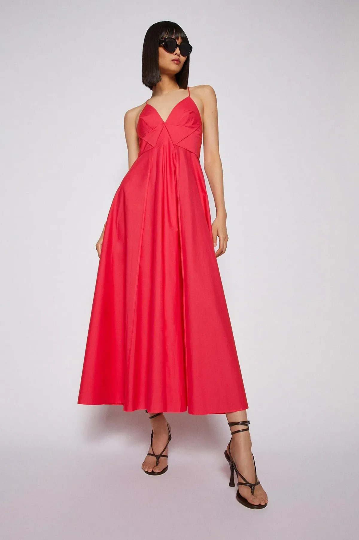 Scanlan Theodore Parachute Cotton Strappy Dress Fucshia Size 8 - Image 2