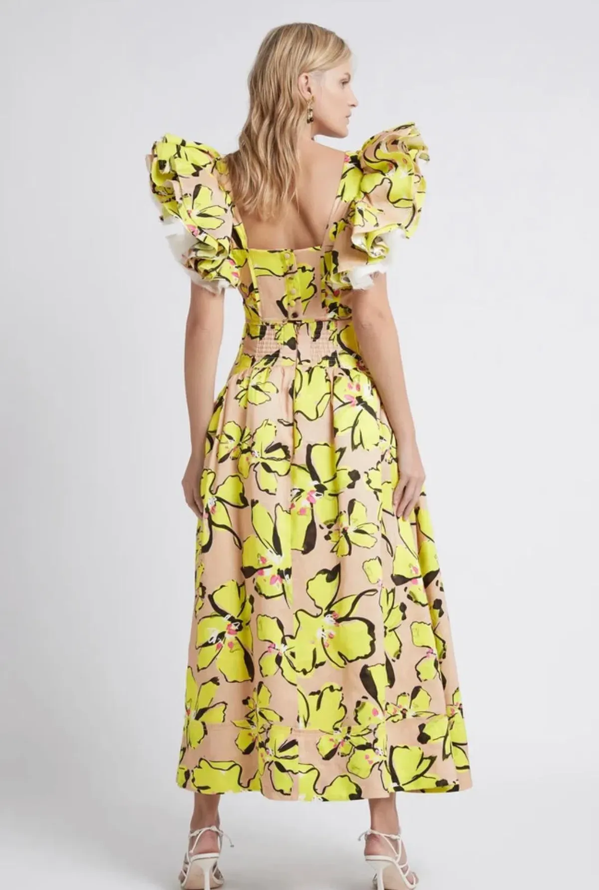 Aje Pelicano Citrus Bloom Midi Skirt and Frill Cropped Top Set Size 12 - Image 3