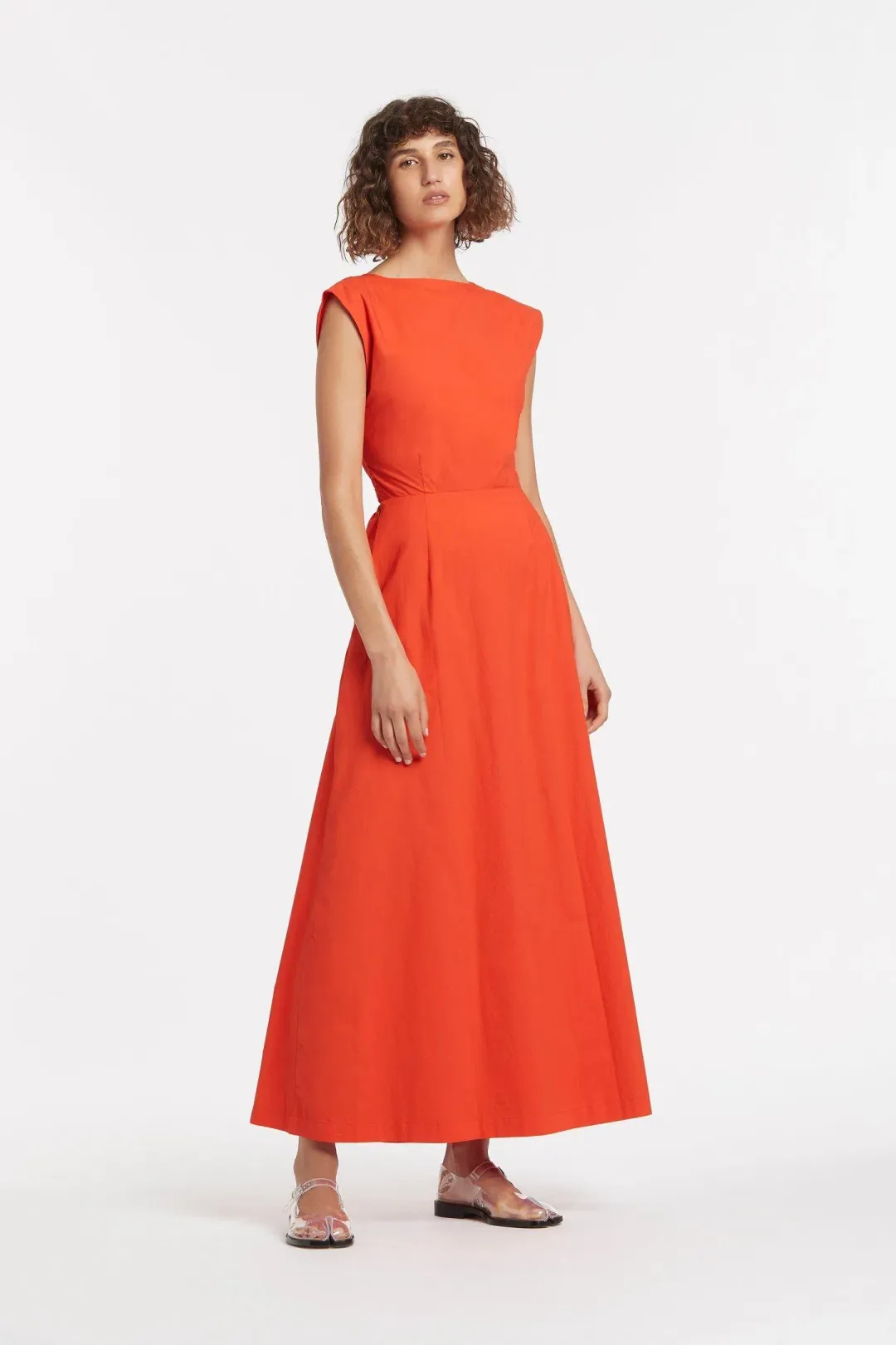 Aje Anja Tie Midi Dress Mandarin Red Size 8 for rent on The Volte - main image