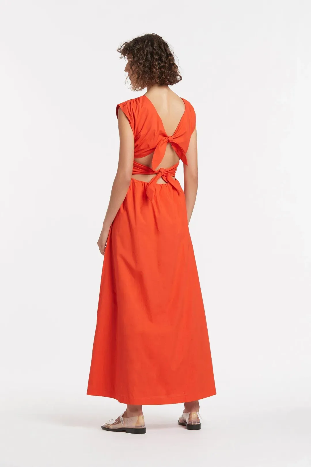 Aje Anja Tie Midi Dress Mandarin Red Size 8 for rent on The Volte - main image