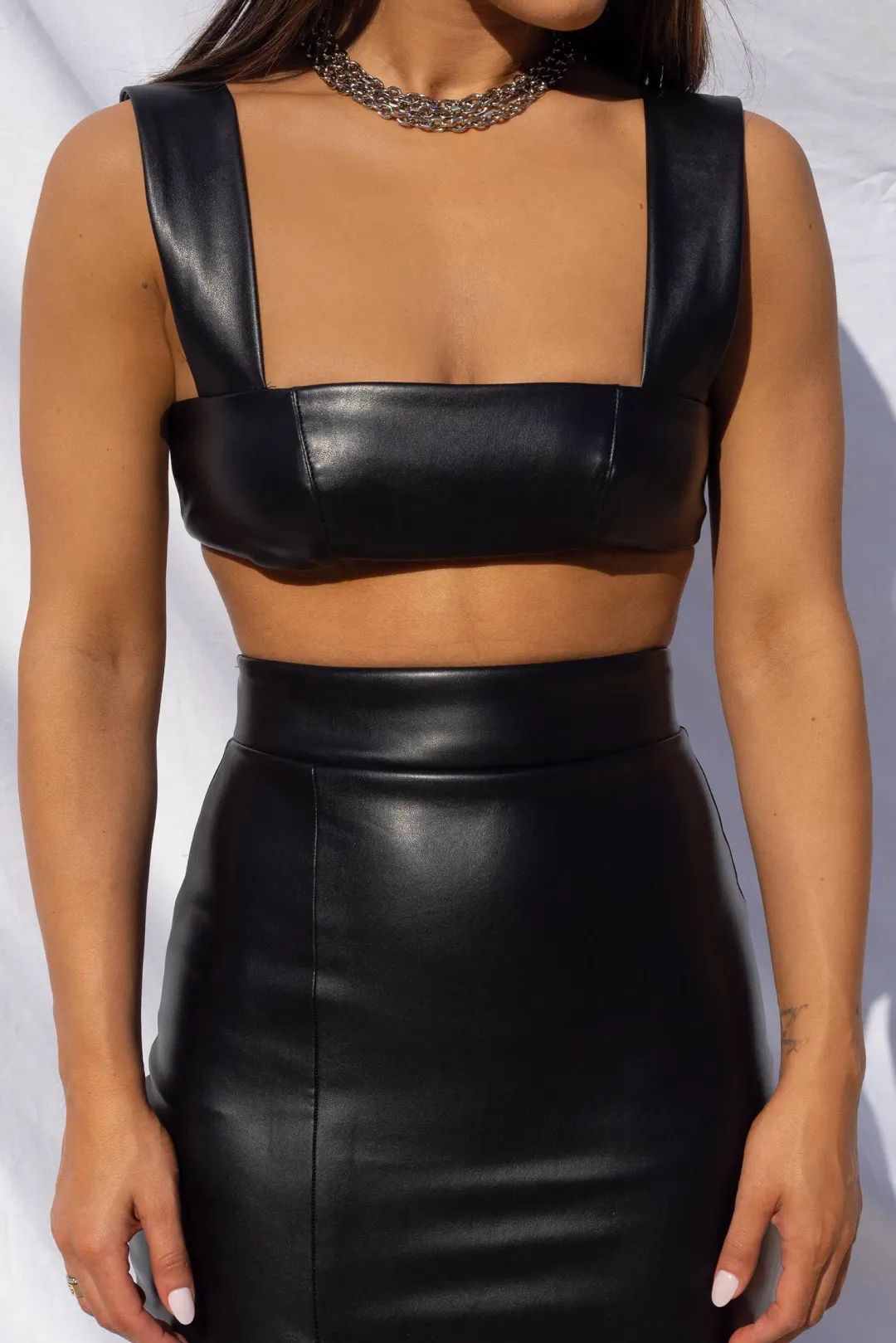 Effie Kats Thigh Split Midi Skirt and Crop Top Set Black Size XS / AU 6 for rent on The Volte - main image