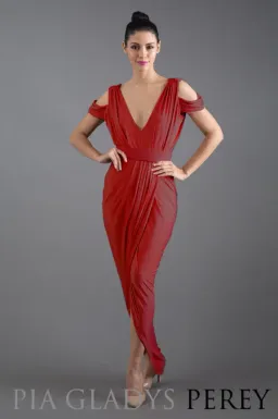 Pia Gladys Perey ' Darla' dress in red wine colour sz 14 (1 of 2) for rent on The Volte - image 1