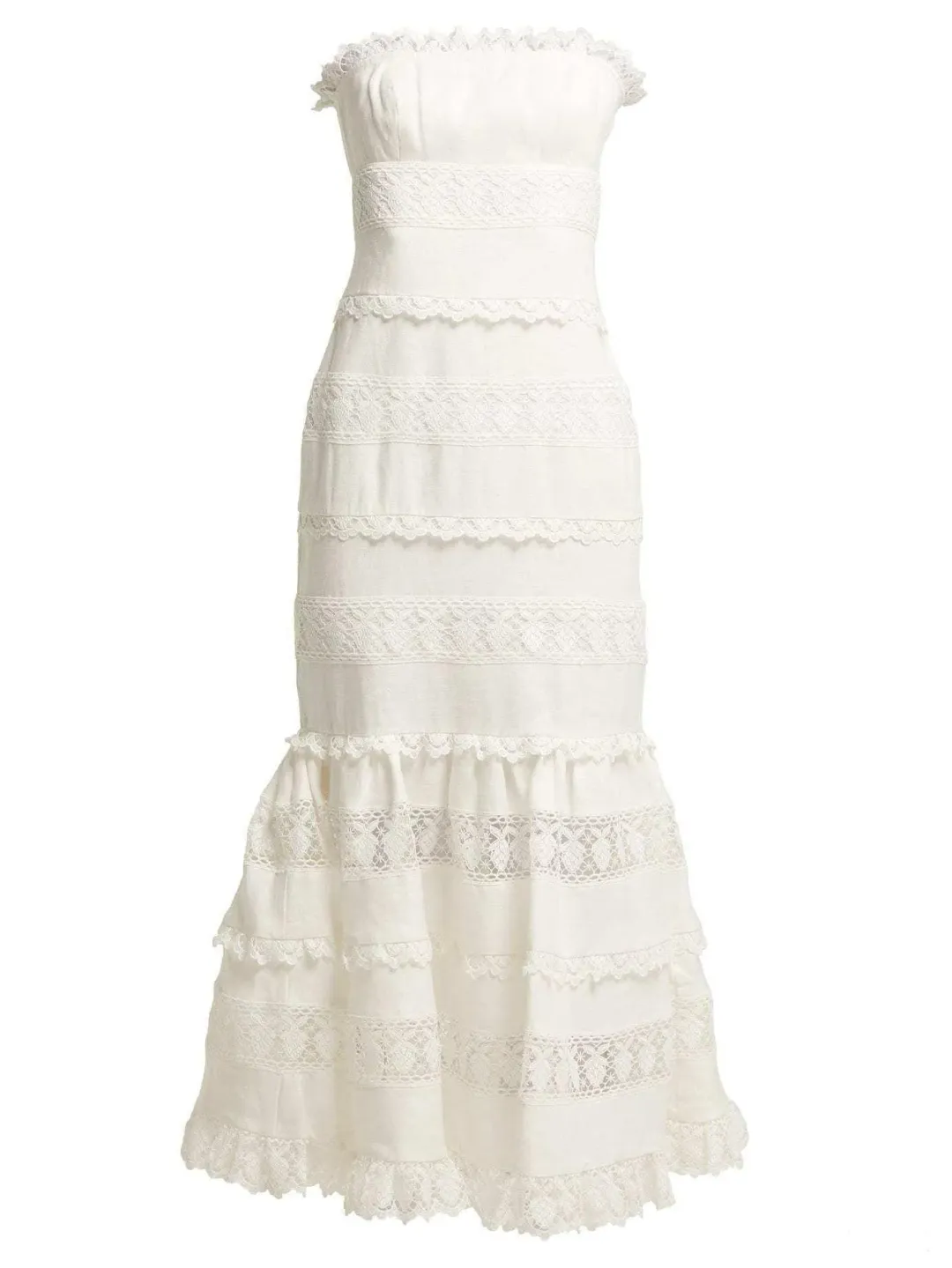 Zimmermann Wayfarer Strapless Midi Dress Ivory Size 0 / AU 8 for rent on The Volte - main image